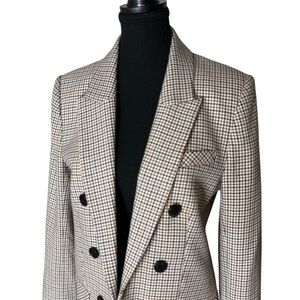 VERONICA BEARD Beacon Bexley Dickey Jacket Blazer Houndstooth Yellow Blue Sz 10